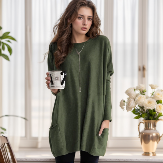 Lange Damestrui – Comfortabele trui met zijkanten voor dames, trendy en stijlvol