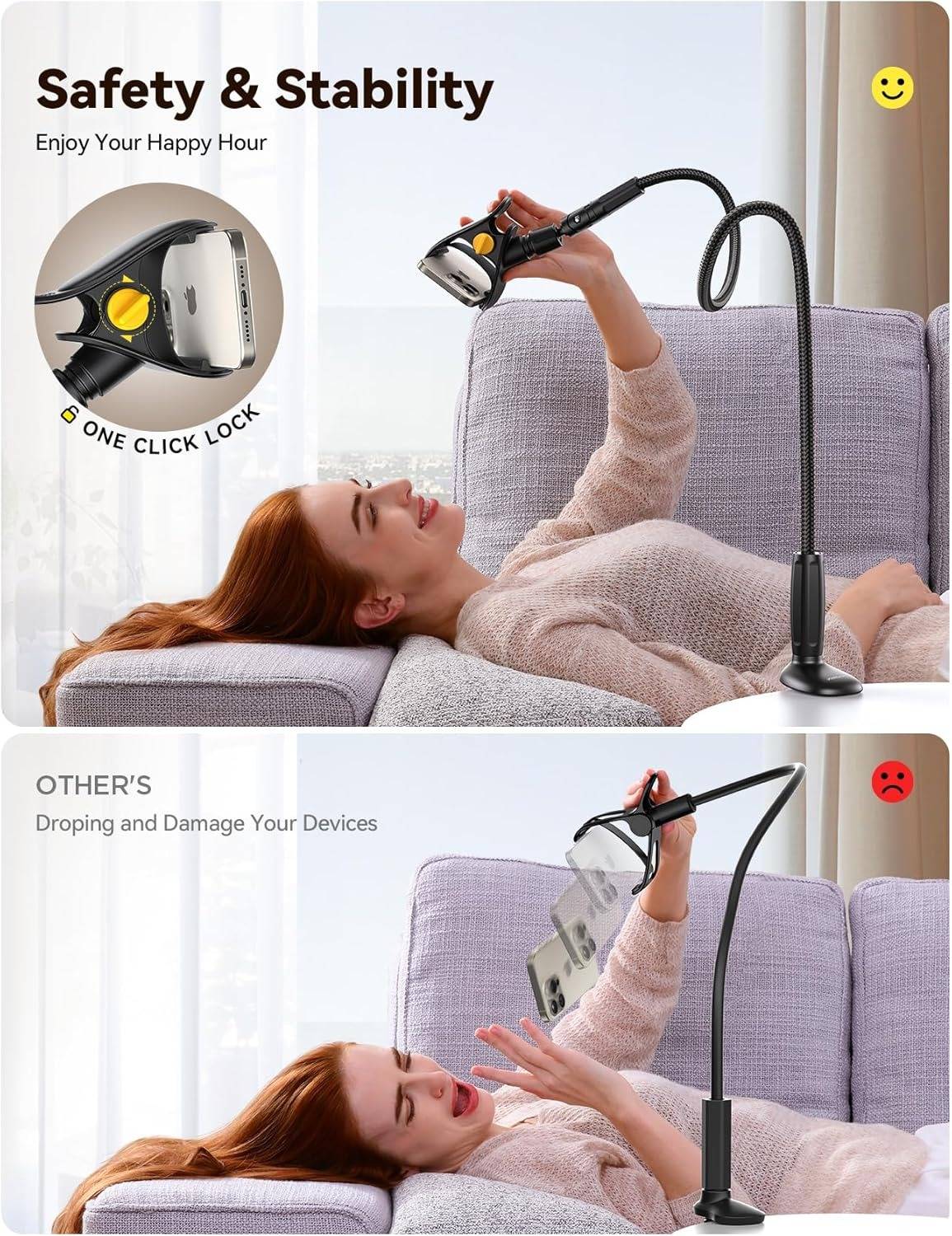 Telefoonhouder Bed Klemhouder Smartphone Houder Bedsteun