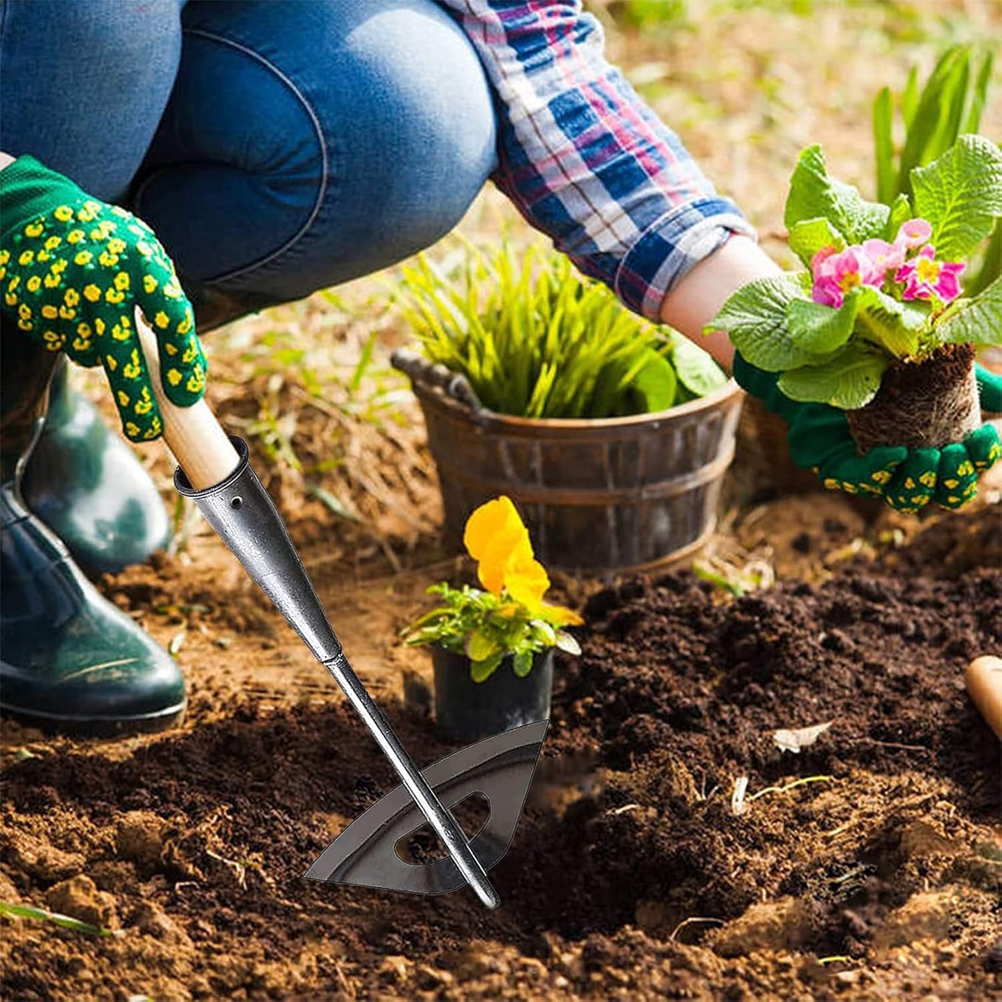 Tuinhark Set Stalen Onkruidbestrijdingsgereedschappen Lange Handgreep