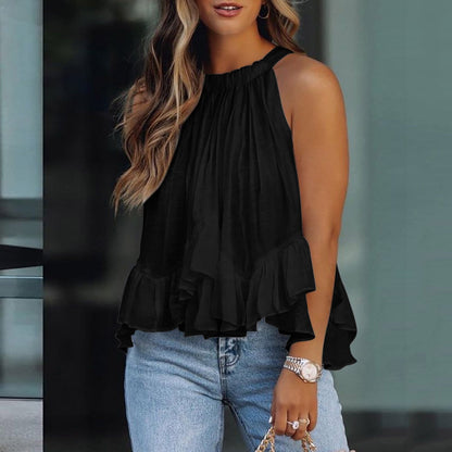 Rimpel Top Dames – Elegante Blouse met V-hals en Korte Mouwen voor Feestjes