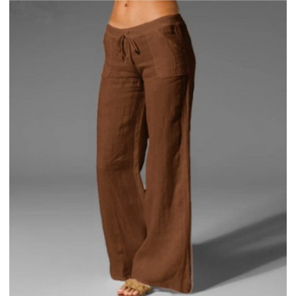 Broek met wijde pijpen dames – Modieuze wijde broek van lichtgewicht stof voor casual en feestelijke gelegenheden