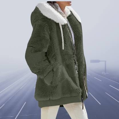Fluffy Dames Jack met Kap – Zachte Zip-up Hoodie voor Casual en Sportief Gebruik