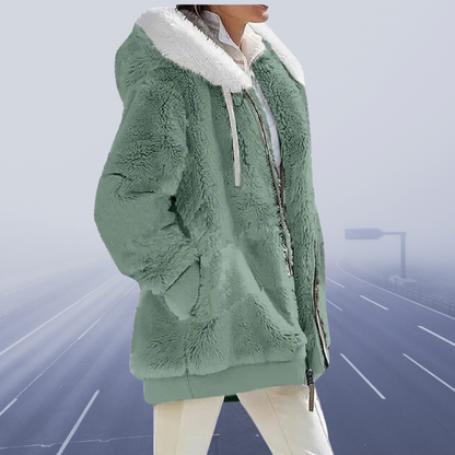 Fluffy Dames Jack met Kap – Zachte Zip-up Hoodie voor Casual en Sportief Gebruik