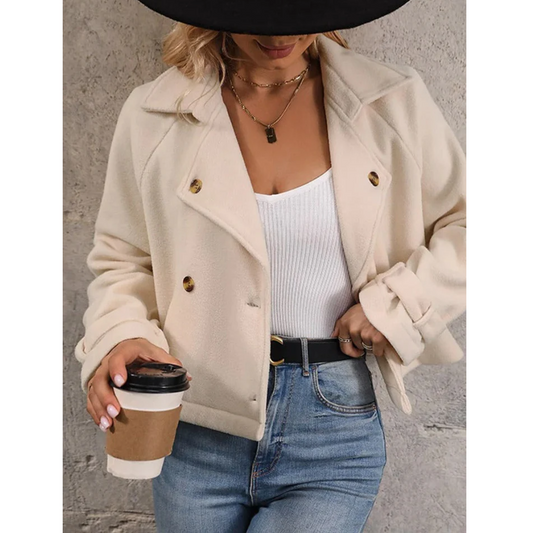 Korte Jas Dames – Elegante Revers Jas voor Lente en Herfst Outfits