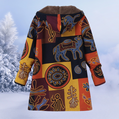 Dames Jas Bedrukt – Trendy Lange Jas van Katoen voor Herfst en Winter