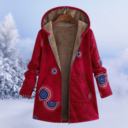Dames Jas Bedrukt – Trendy Lange Jas van Katoen voor Herfst en Winter