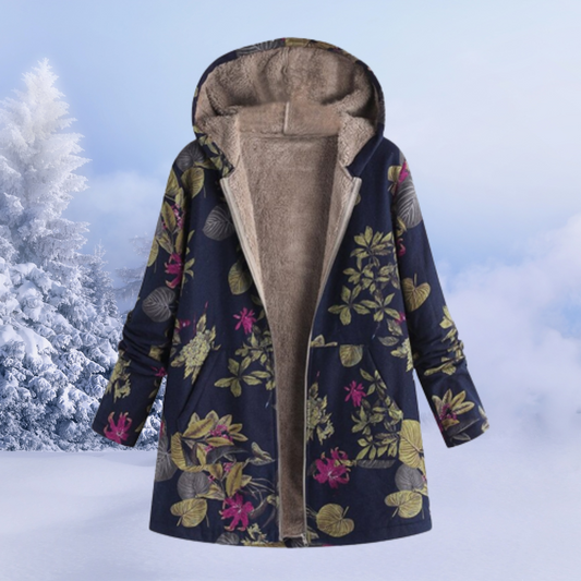Dames Jas Bedrukt – Trendy Lange Jas van Katoen voor Herfst en Winter