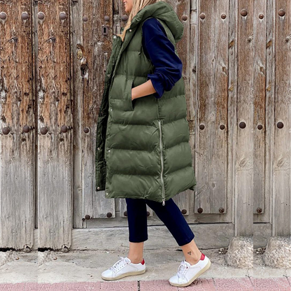 Pufferweste Dames – Lange gewatteerde vest voor koude dagen en casual stijl