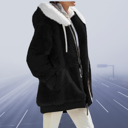 Fluffy Dames Jack met Kap – Zachte Zip-up Hoodie voor Casual en Sportief Gebruik
