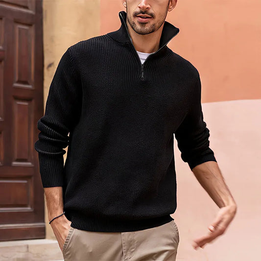 Pullover heren – Hoge kraag trui van zachte stof voor casual en formele stijl