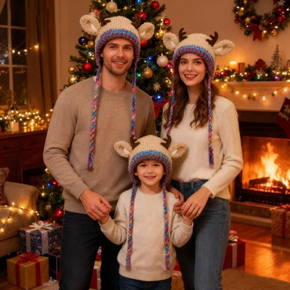 Vrouwen Gebreide Beanie Muts met Hertenoren