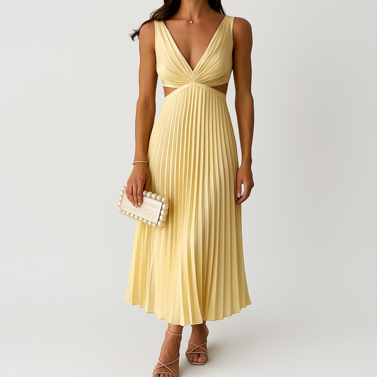 Plissé Jurk Dames – Elegante Satijnen Jurk voor Feest en Ceremonie