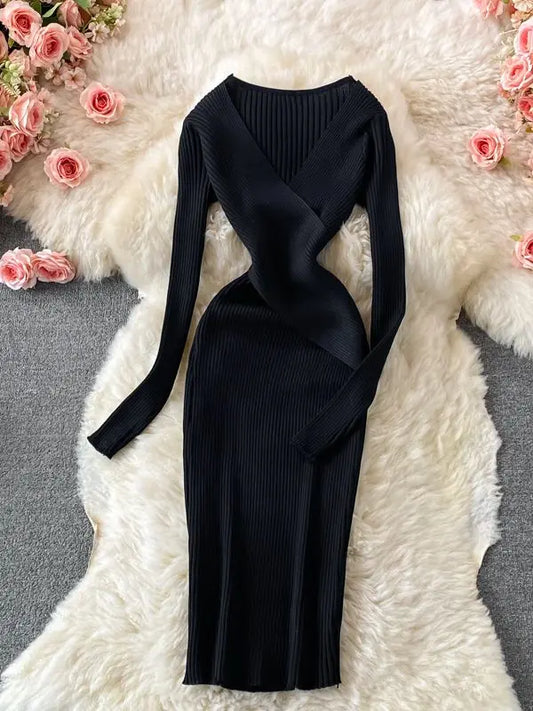 Lange mouwen jurk dames – Elegante jurk voor feest en casual stijl