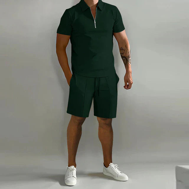 Zomerset heren – Polo en short set van ademend materiaal voor warme dagen