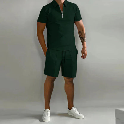 Zomerset heren – Polo en short set van ademend materiaal voor warme dagen