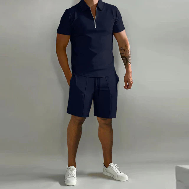 Zomerset heren – Polo en short set van ademend materiaal voor warme dagen