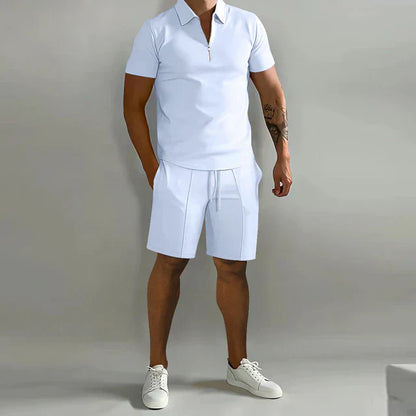 Zomerset heren – Polo en short set van ademend materiaal voor warme dagen