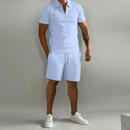 Zomerset heren – Polo en short set van ademend materiaal voor warme dagen