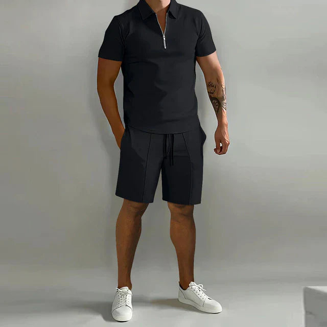 Zomerset heren – Polo en short set van ademend materiaal voor warme dagen
