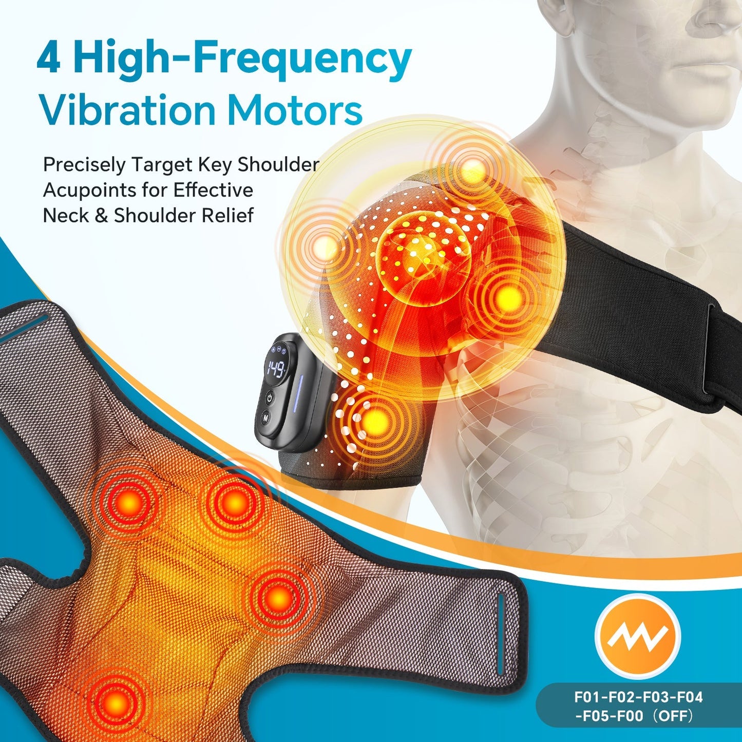 Vibratie Schouderwrap Pad Met Afstandsbediening Verwarmd