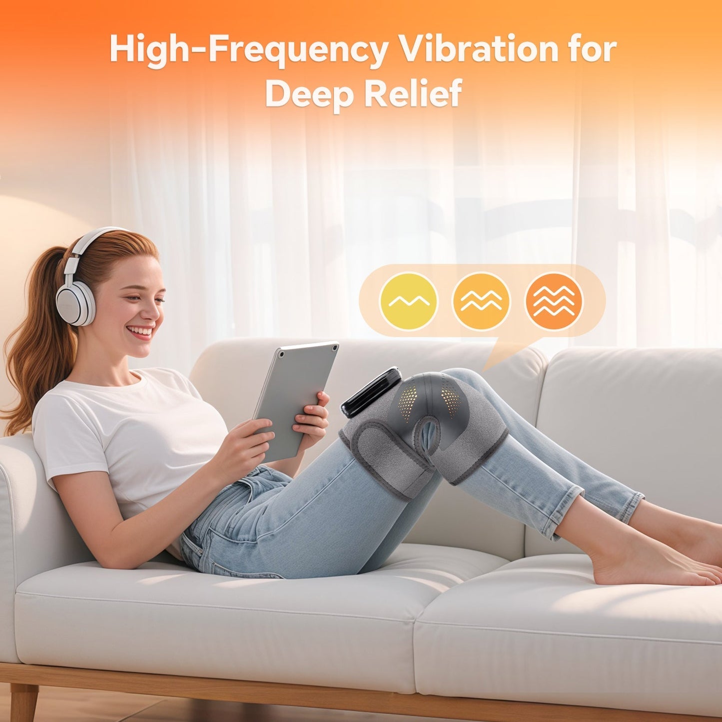 Lichttherapie LED Knieband met Vibratie