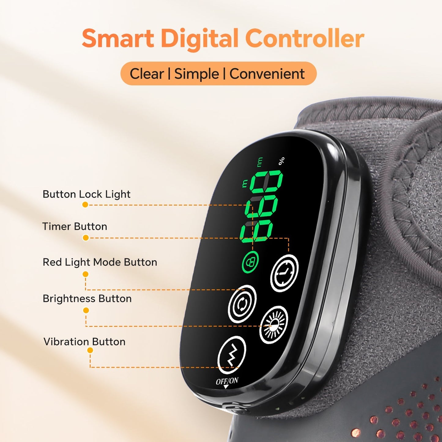 Lichttherapie LED Knieband met Vibratie