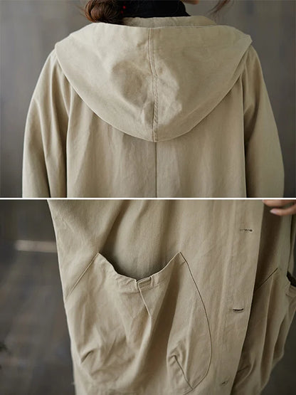 Trenchcoat Dames met Kapuze – Stijlvolle Waterdichte Lange Jas voor Herfst