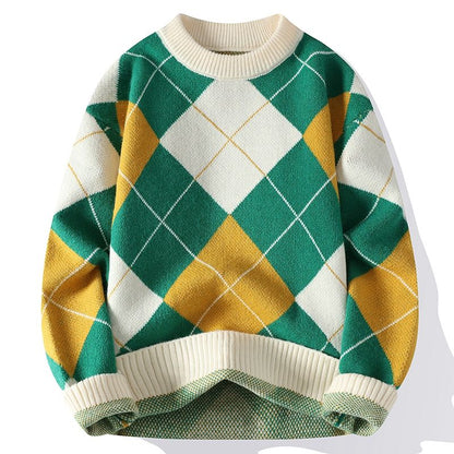 Herenpullover met ruitpatroon – Elegante trui voor casual en zakelijke gelegenheden