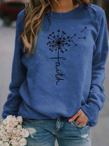 Casual trui dames – Comfortabele trui met Faith-print voor dagelijks gebruik