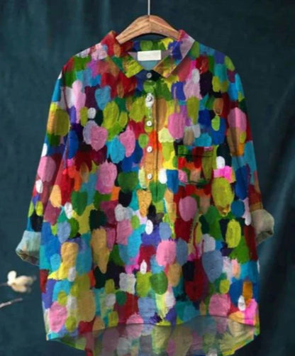 Zijde Blouse Dames – Chique Bloemenprint Blouse met Lange Mouwen en Elegante Pasvorm