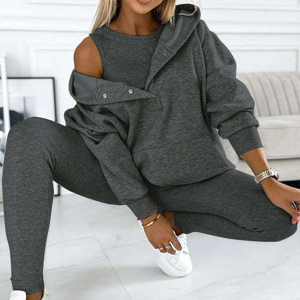 Sweatshirt Dames - Zachte Katoen Oversized - Casual Stijl met Functionele Knopen