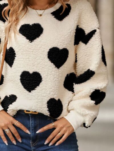Pullover dames – Gebreide trui met harten voor casual en feestelijke look