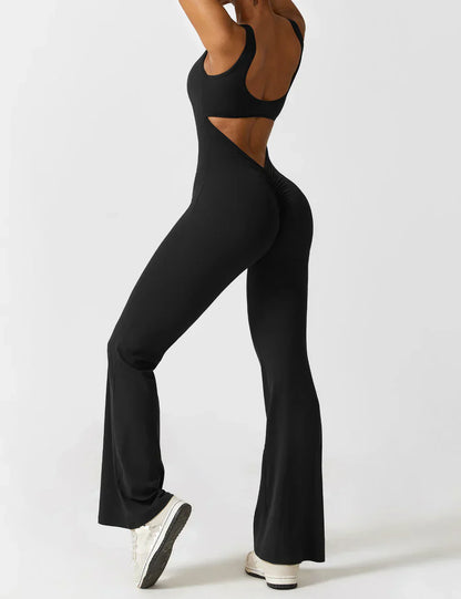 Jumpsuit dames - Flared V-back jumpsuit met elegante snit voor feesten
