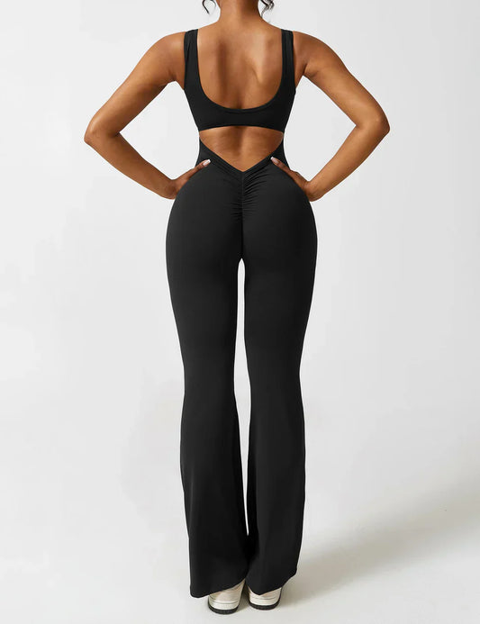 Jumpsuit dames - Flared V-back jumpsuit met elegante snit voor feesten