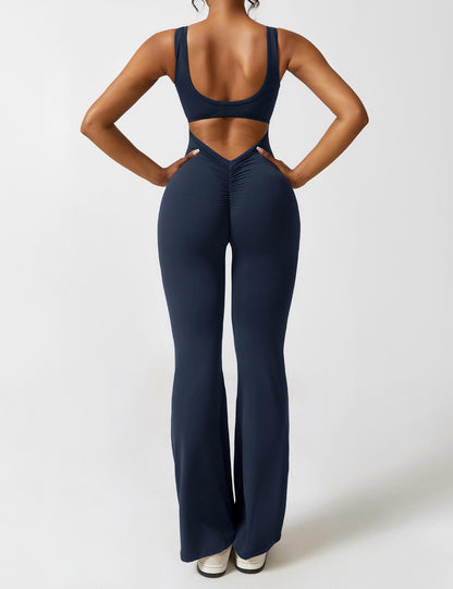 Jumpsuit dames - Flared V-back jumpsuit met elegante snit voor feesten