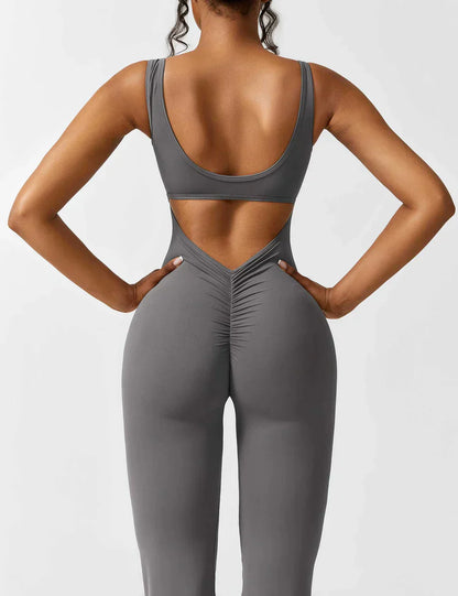 Jumpsuit dames - Flared V-back jumpsuit met elegante snit voor feesten