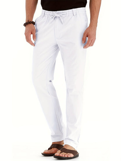 Heren broek met trekkoord – Comfortabele casual broek voor heren, katoen, slim fit