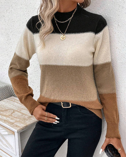 Comfortabele kleurbloktrui dames – Trendy oversized trui van zachte stof