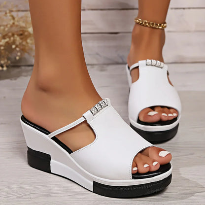 Hakken Sandalen Dames - Open Ontwerp - Gladde Synthetische Casual Schoenen