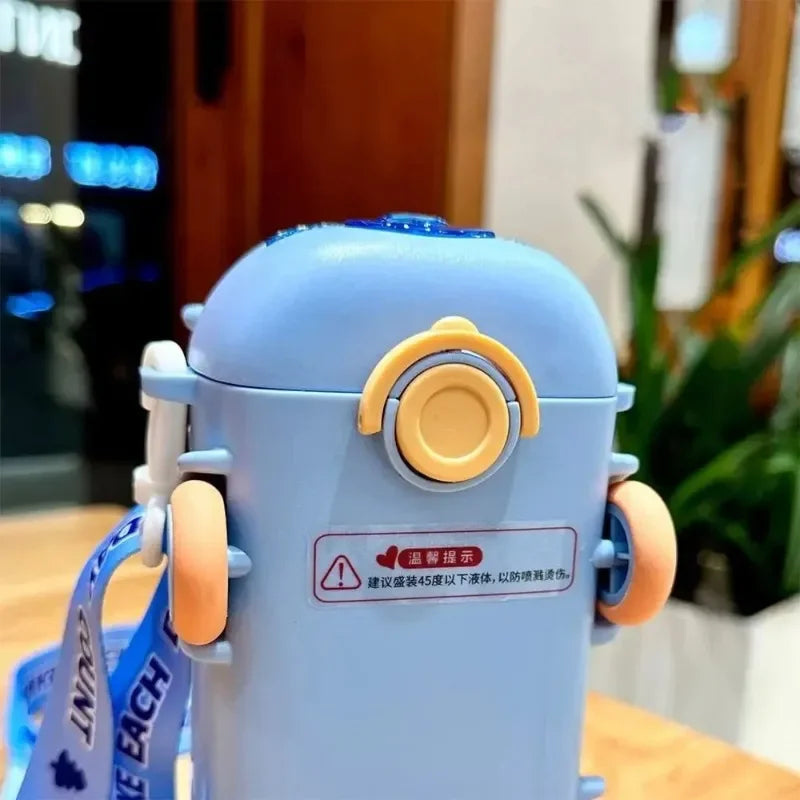 Cartoon Bus Waterfles met Rietje