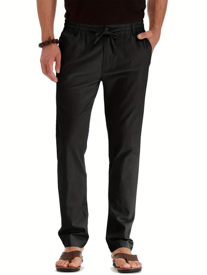 Heren broek met trekkoord – Comfortabele casual broek voor heren, katoen, slim fit