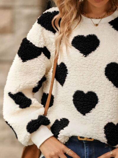 Pullover dames – Gebreide trui met harten voor casual en feestelijke look