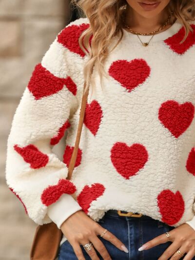 Pullover dames – Gebreide trui met harten voor casual en feestelijke look
