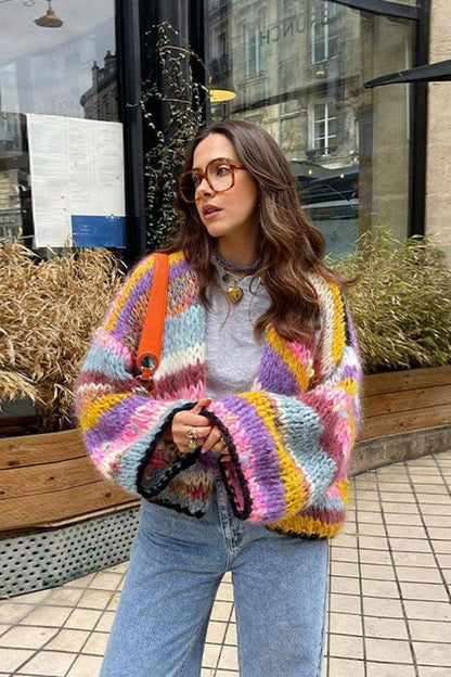 Gestreept Vest Dames – Lichtgewicht Trui met Lange Mouwen voor Casual en Chic