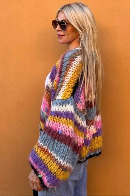 Gestreept Vest Dames – Lichtgewicht Trui met Lange Mouwen voor Casual en Chic