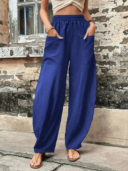 Stijlvolle Damesbroeken – Elegante Broeken van Katoen met Hoge Taille