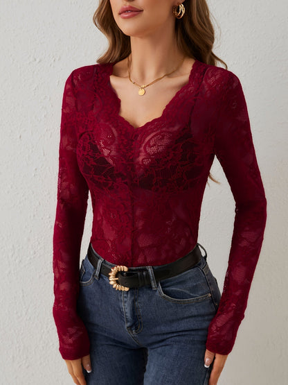 Kanten top dames – Elegante kanten blouse met verstelbare schouderbanden