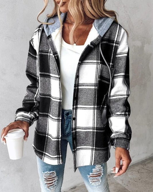 Geruite Hoodie Dames – Comfortabele en trendy gebreide hoodie voor casual stijl