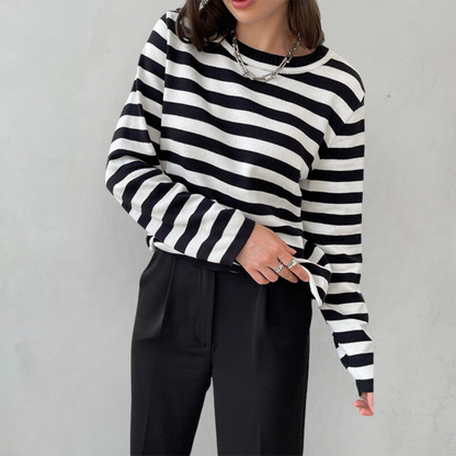 Gestreept dames top – Langarmige blouse met trendy strepen voor casual stijl
