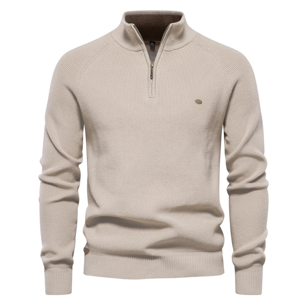 Half Zip Steppstrickpullover Heren – Comfortabele gebreide trui voor casual stijl